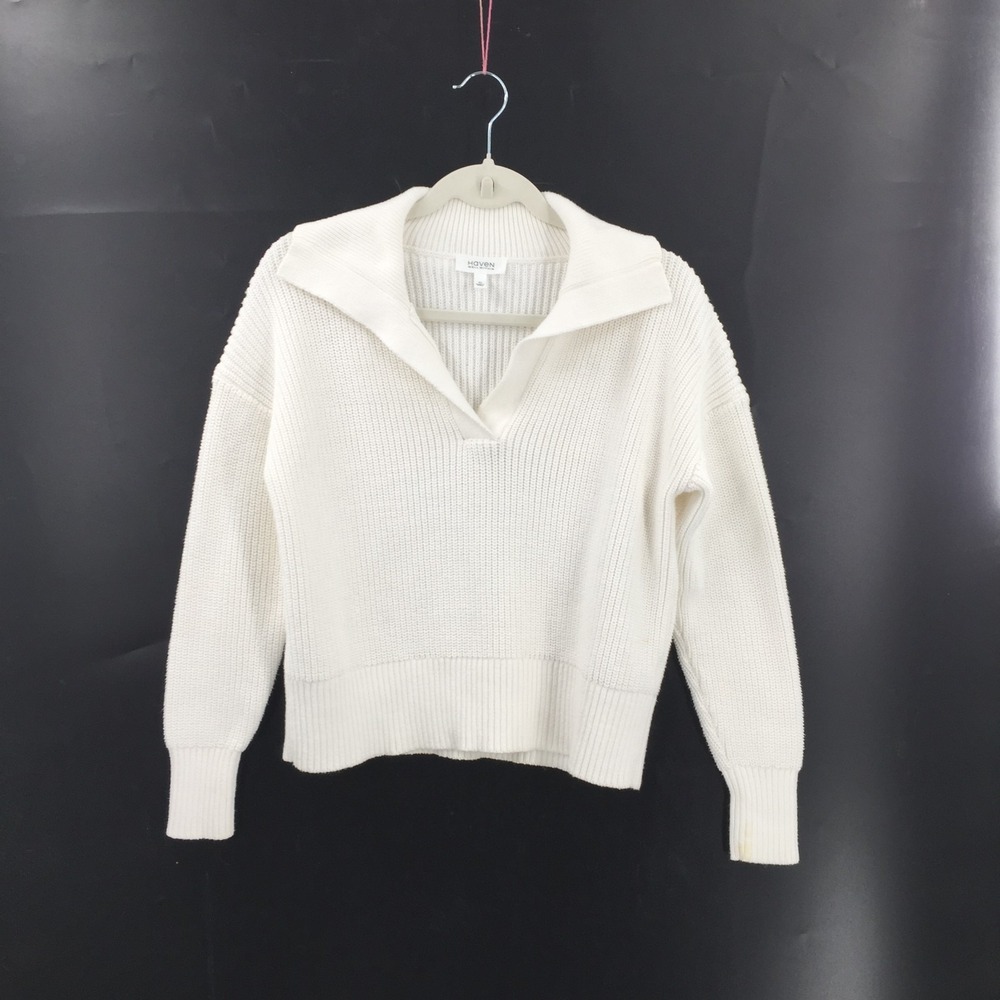 Haven Well Within White preppy tennis sweater collared retro coastal chic XS